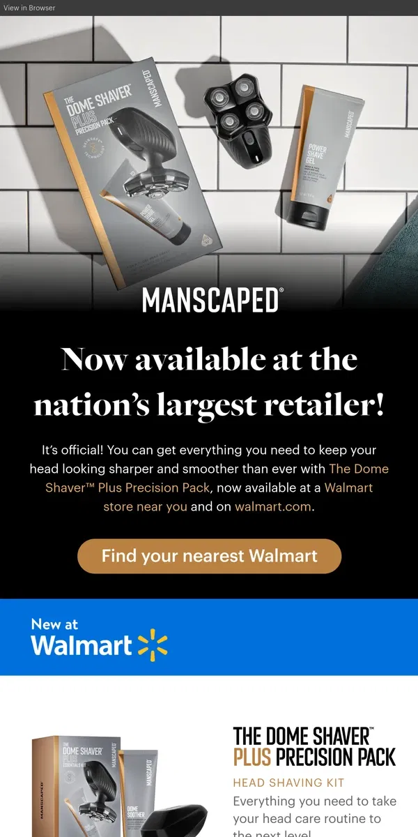 Email from MANSCAPED. New arrival now available at Walmart