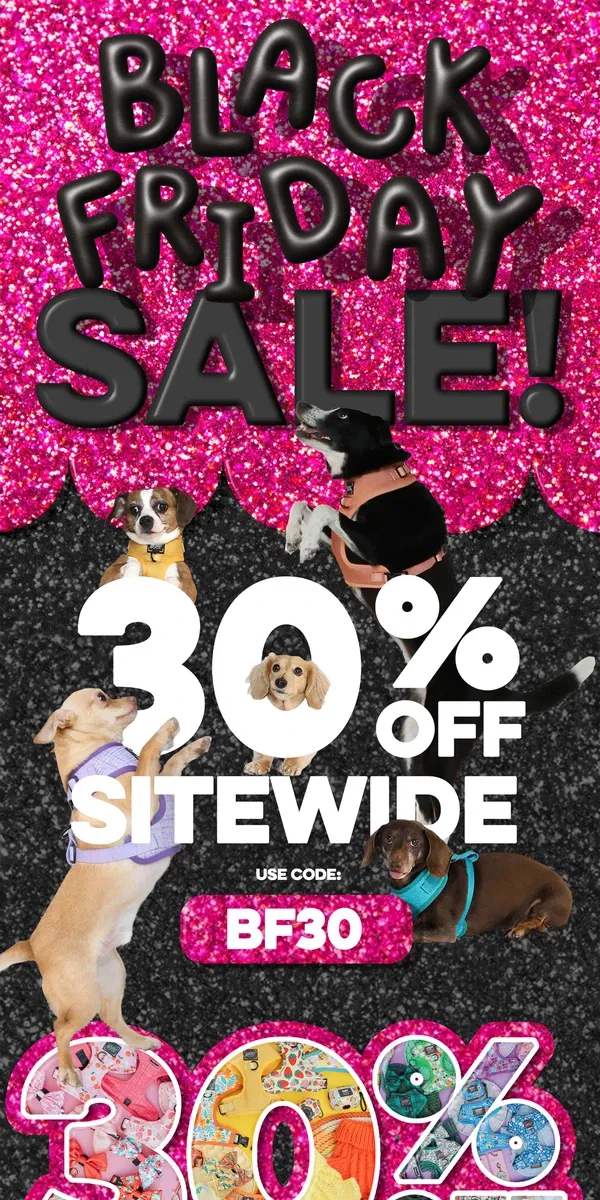 Email from Sassy Woof. start Black Friday early! 🖤✨