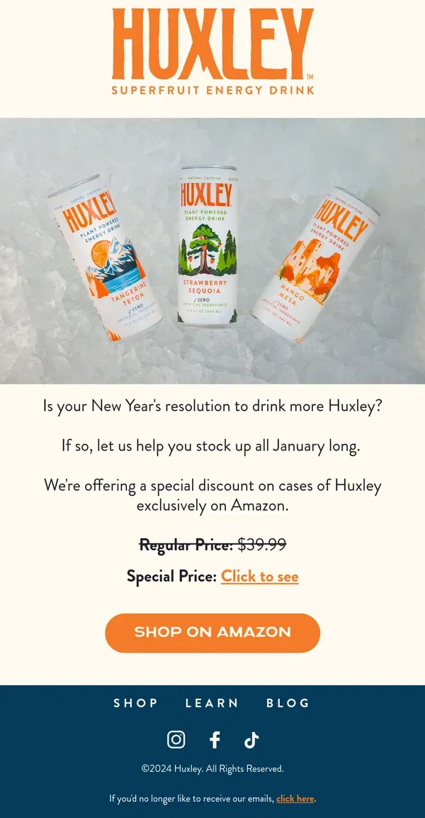 Email from Huxley. Grab Your Discount on Huxley 📦