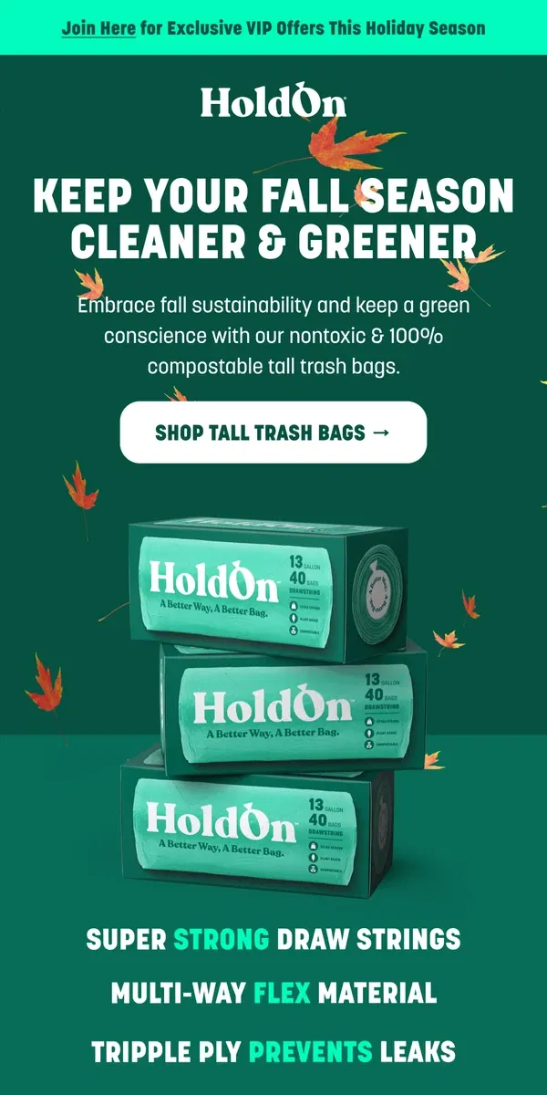 Email from HoldOn. Go Clean & Green This Fall