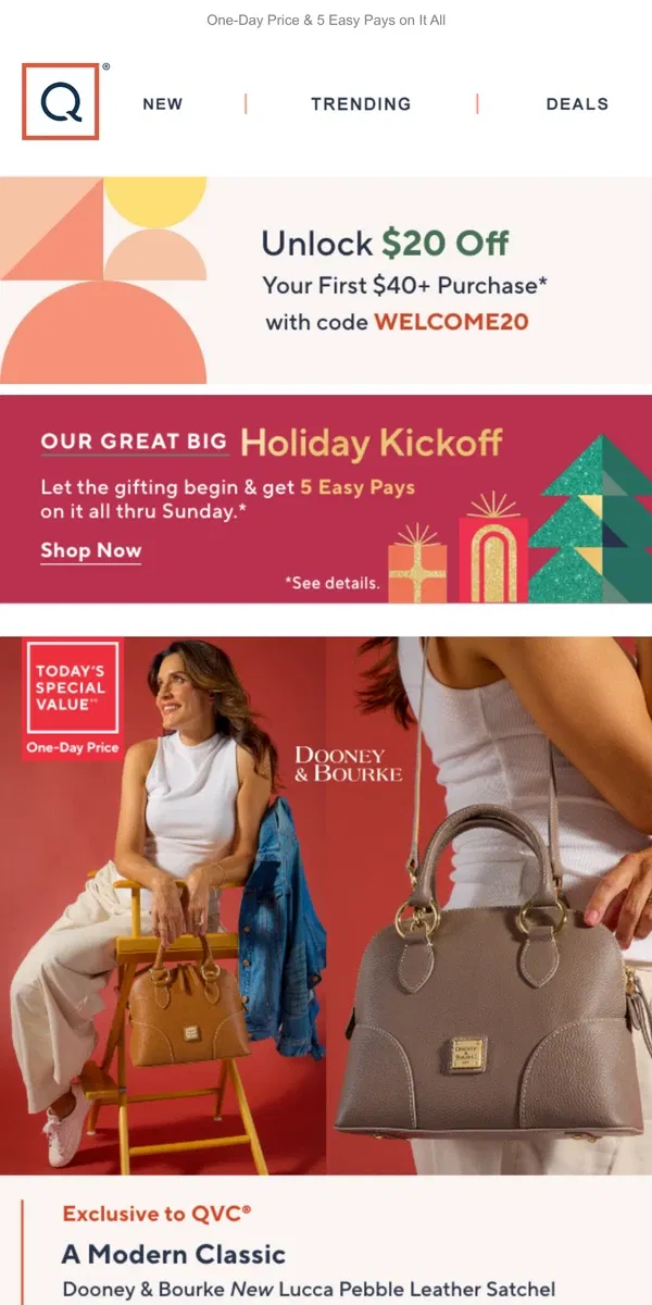 Email from QVC. Take $20 Off + A Dooney & Bourke Classic, Reimagined