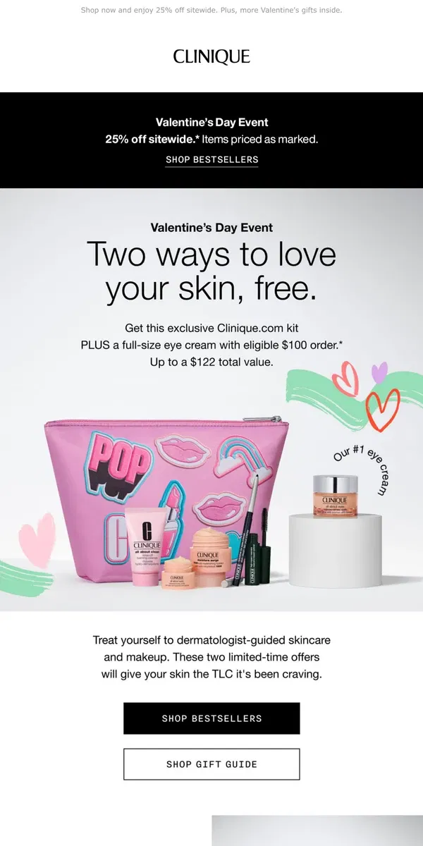 Email from Clinique. Say 'I ❤️ you' to skin with allergy tested skincare and makeup. 