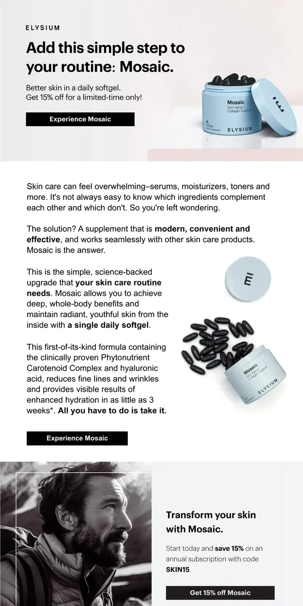 Email from Elysium Health. Take the guesswork out of skin care.