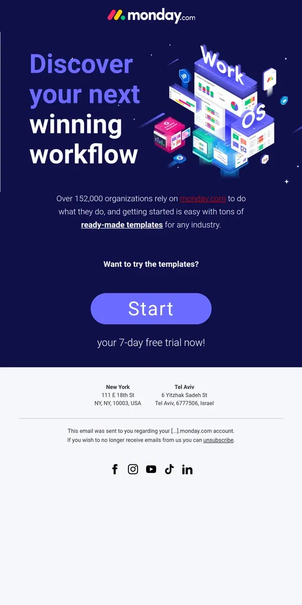 Email from monday.com. With 200+ templates at your fingertips, run any workflow in minutes