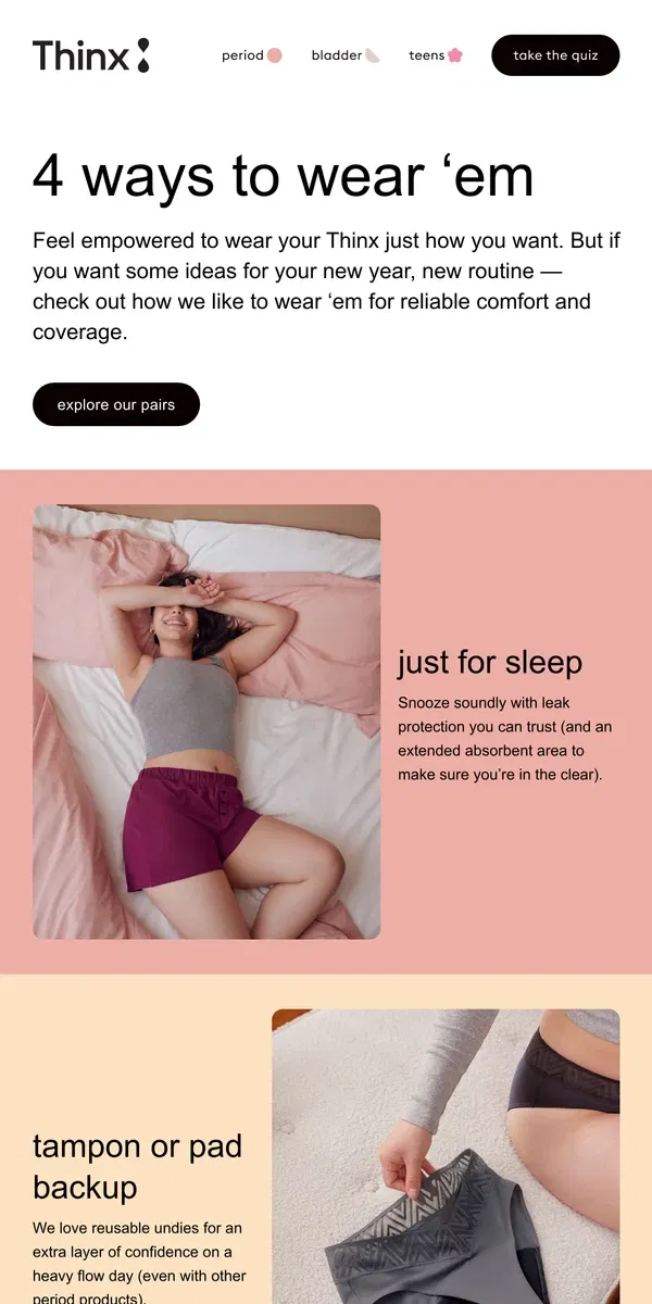 Email from Thinx. 🧐 Wear Thinx how?