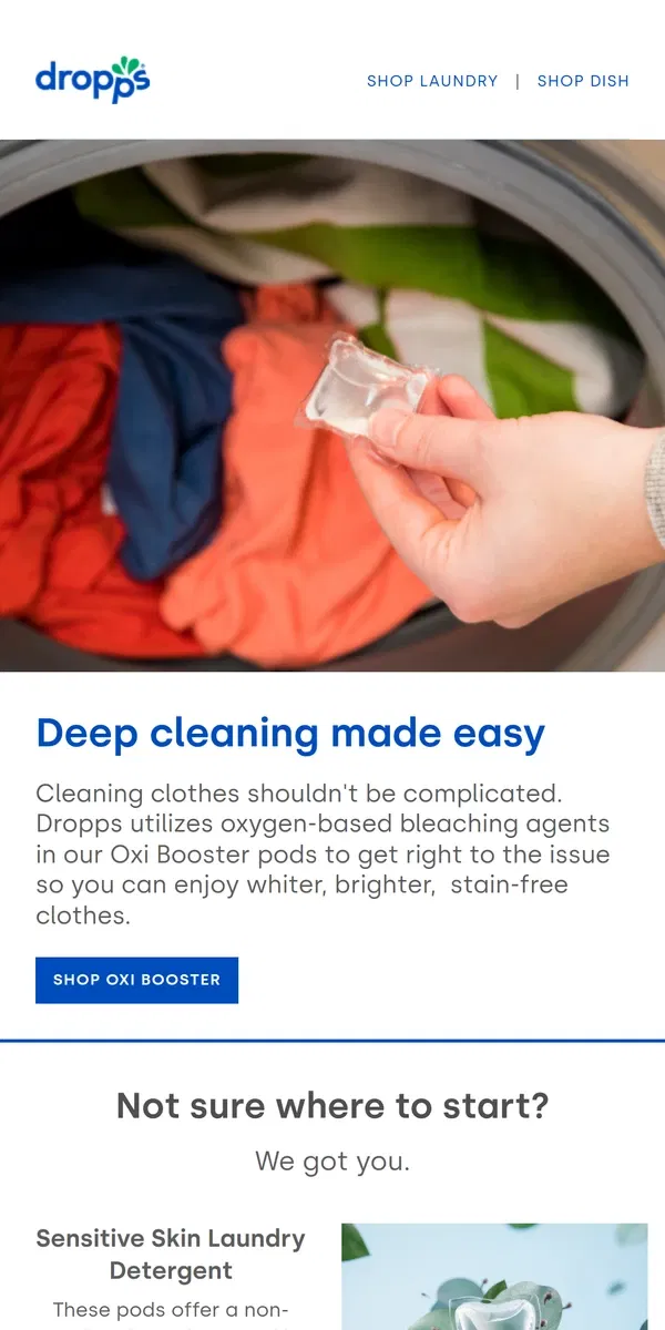 Email from Dropps. A boost of deep cleaning