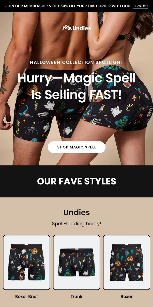 Email from MeUndies. NEW Print: Magic Spell