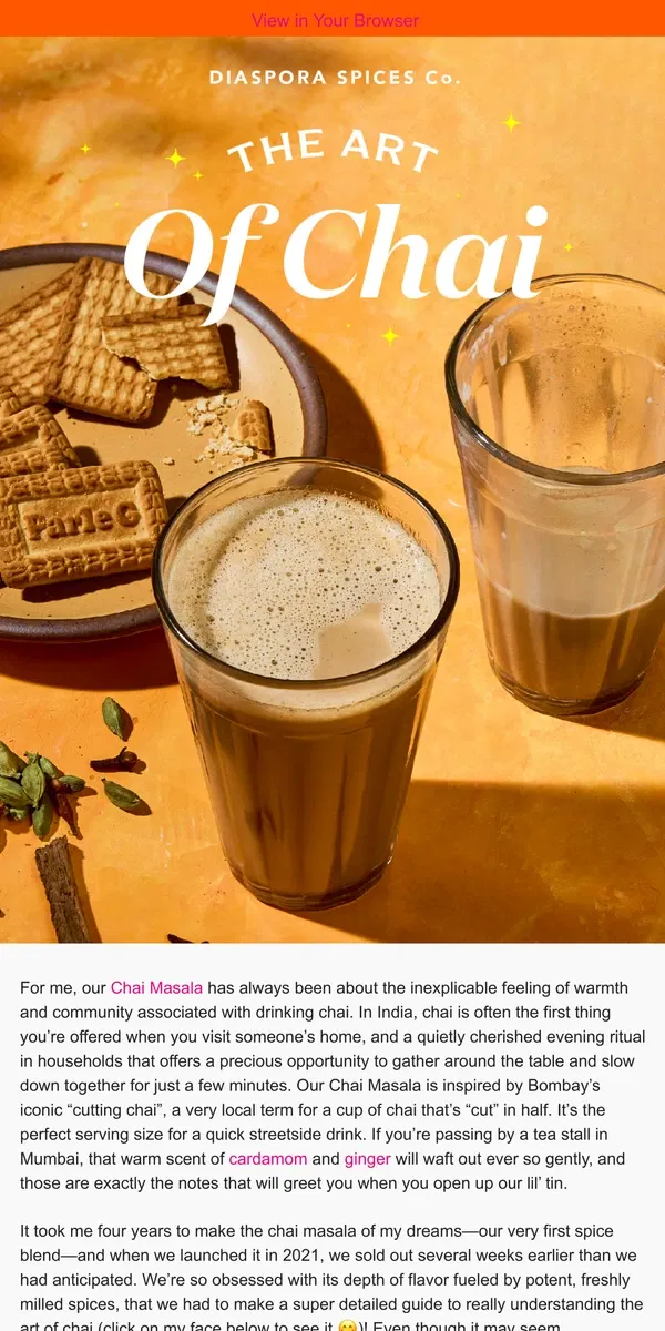 Email from Diaspora Co.. How to Make The Perfect Cup of Chai