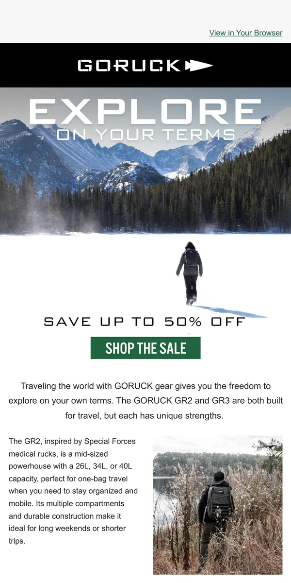 Email from GORUCK. Up to 50% OFF Travel Gear & Accessories