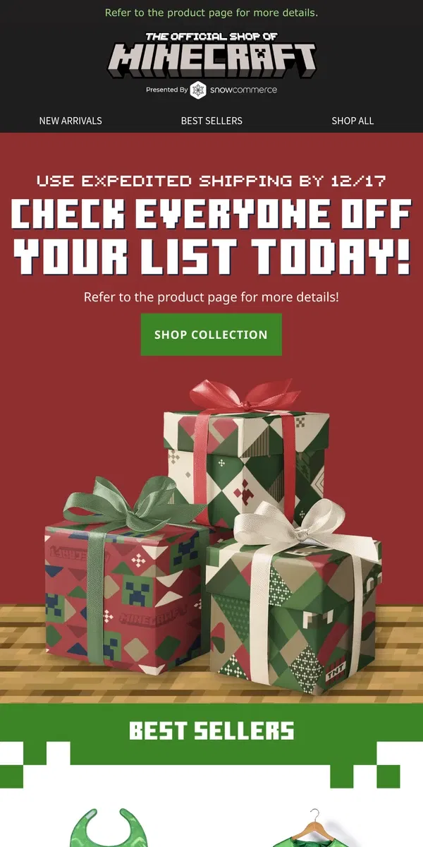 Email from Minecraft. Shop Gifts for Christmas With Expedited Shipping!