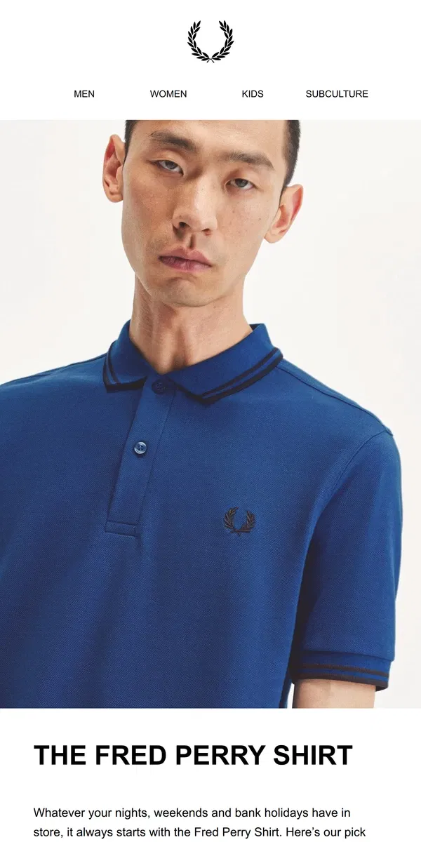 Email from Fred Perry. The Fred Perry Shirt