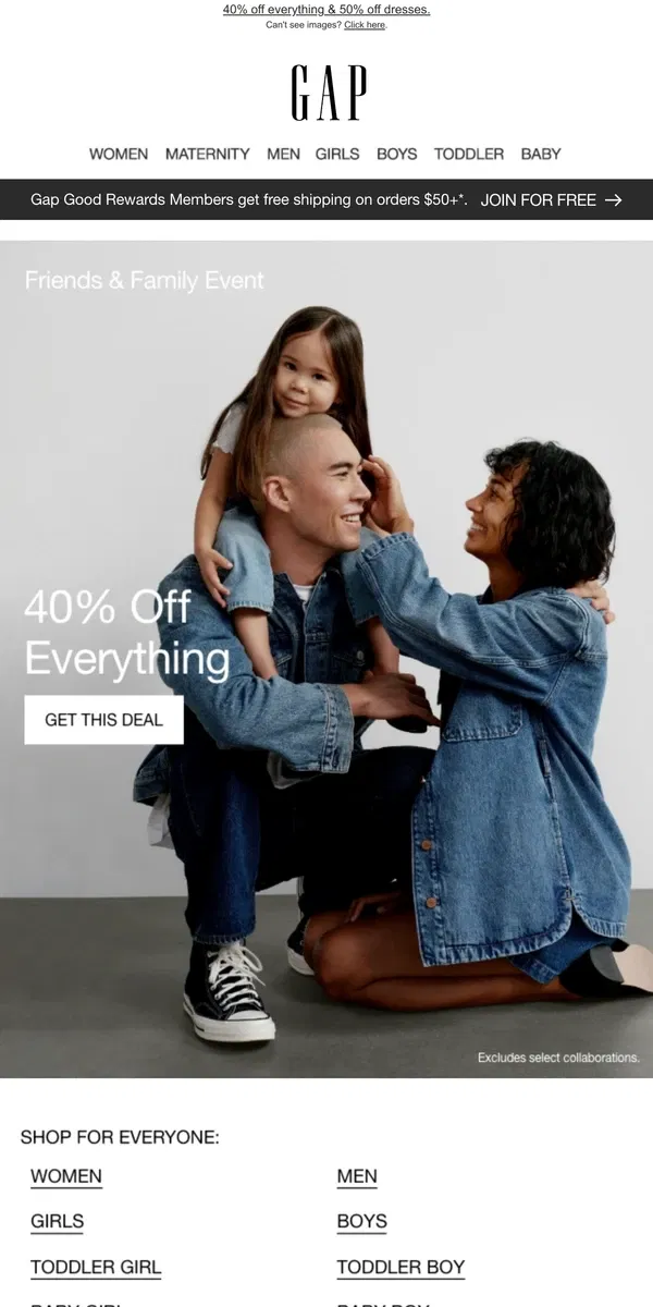 Email from GAP. VACATION TIME