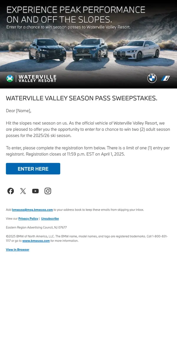 Email from BMW. Elevate Your Skiing Experience with a Season Pass on BMW.