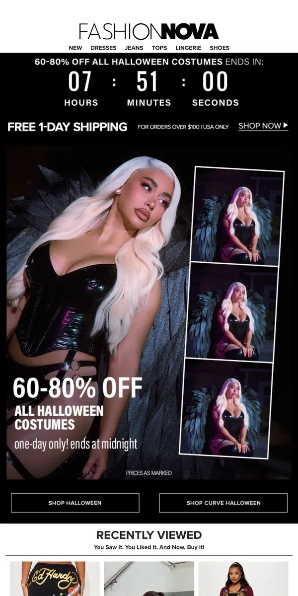 Email from Fashion Nova. 🧡60-80% Off ALL Halloween🧡TODAY ONLY!