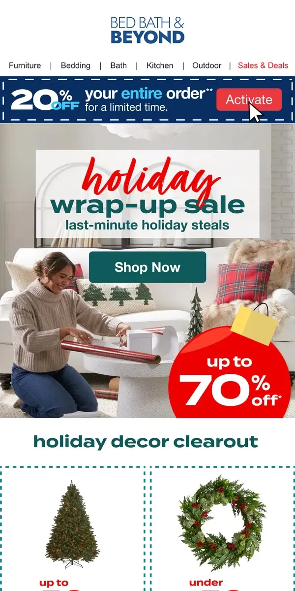 Email from Bed Bath & Beyond. The Holiday Wrap-up is HERE 🎁🎀✨