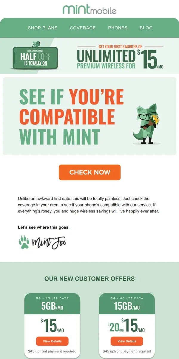 Email from Mint Mobile. Find out if we’re Mint to be