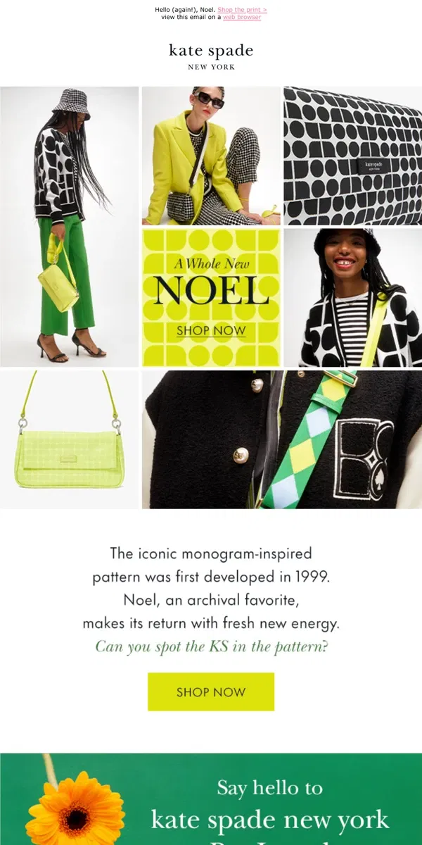 Email from Kate Spade. Guess who's back