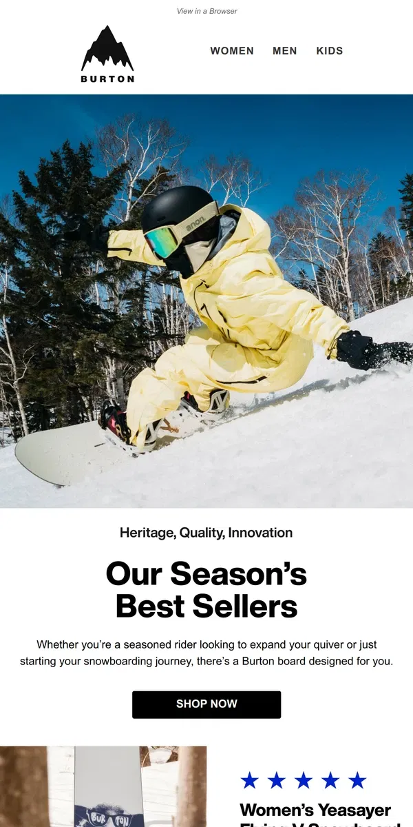 Email from Burton. Up to 30% off This Season's Best Boards