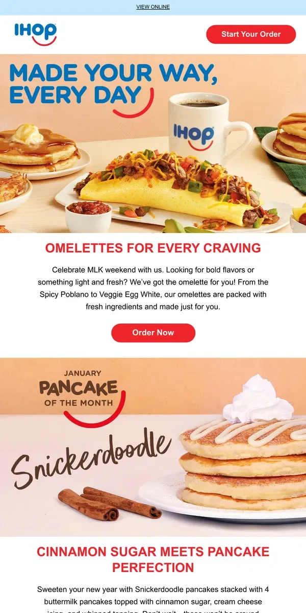 Email from IHOP. Celebrate the Long Weekend with Delicious IHOP Omelettes!