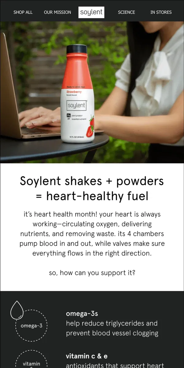 Email from Soylent. support your heart with Soylent ❤️