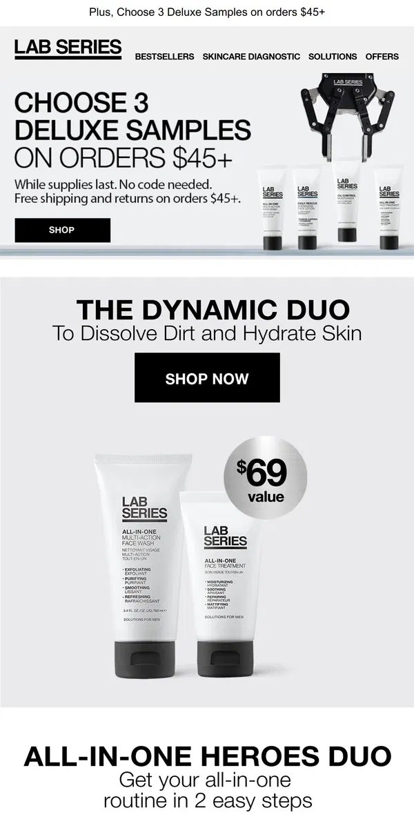 Email from Lab Series. This dynamic duo delivers