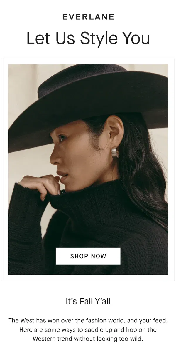 Email from Everlane. Ways to Wear: Cowgirl Core