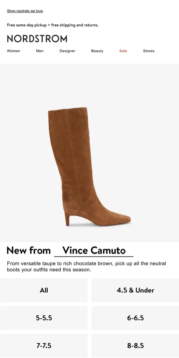 Email from Nordstrom. Just-in boots from Dolce Vita & more