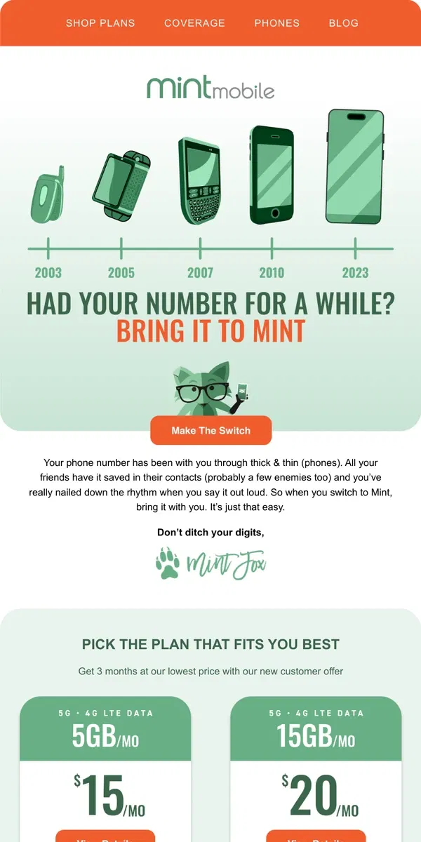 Email from Mint Mobile. Lose the overpriced wireless, not your number