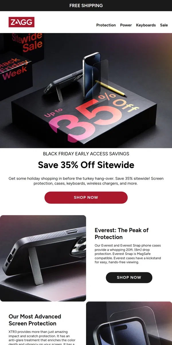 Email from ZAGG. FINE. We'll start our Black Friday Sale early...