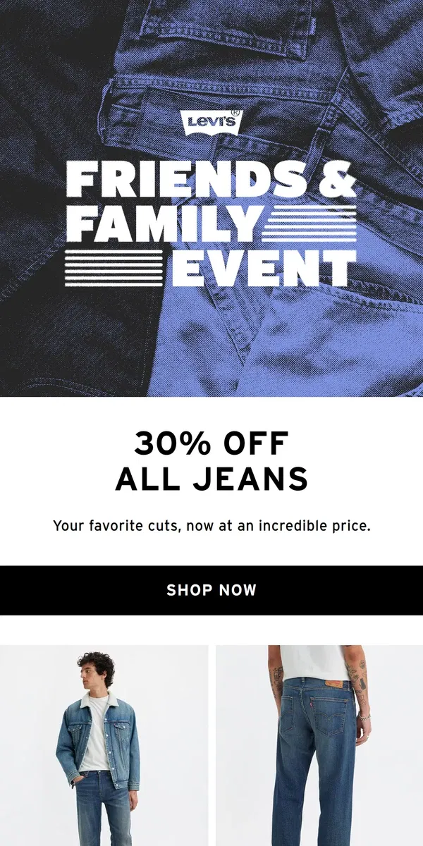 Email from Levi's. Your favorite jeans, now on sale