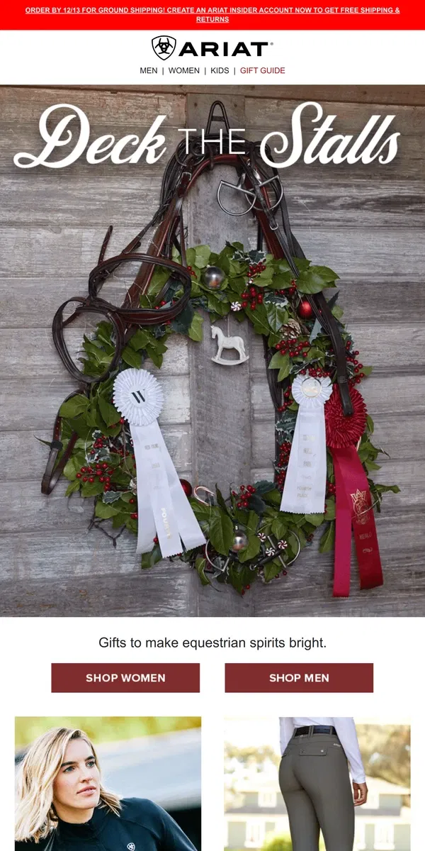 Email from Ariat. Great Gifts for Riders