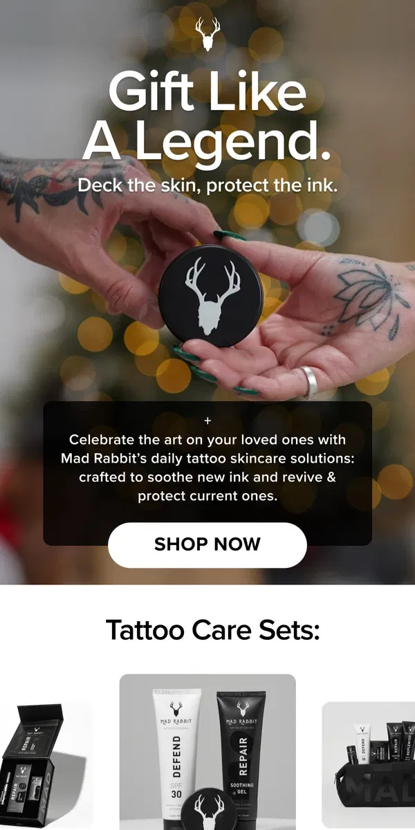 Email from Mad Rabbit. Wrap up tattoo love this year