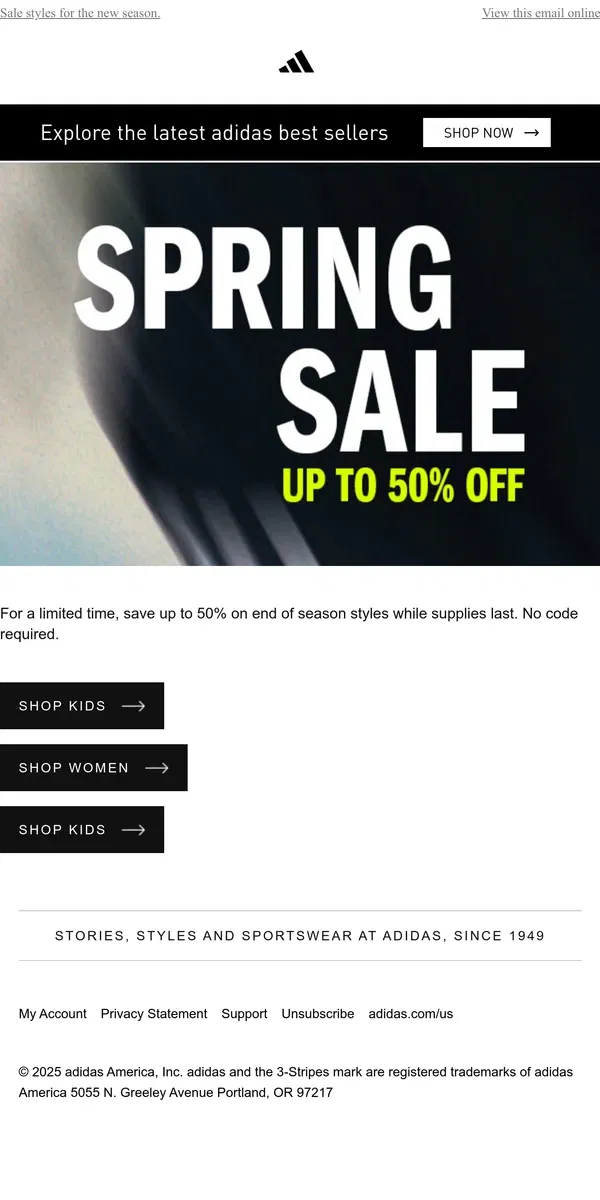 Email from Adidas. Save just in time for spring