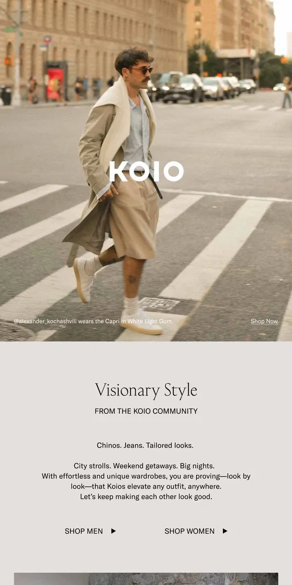 Email from Koio. Your style feat. Koios