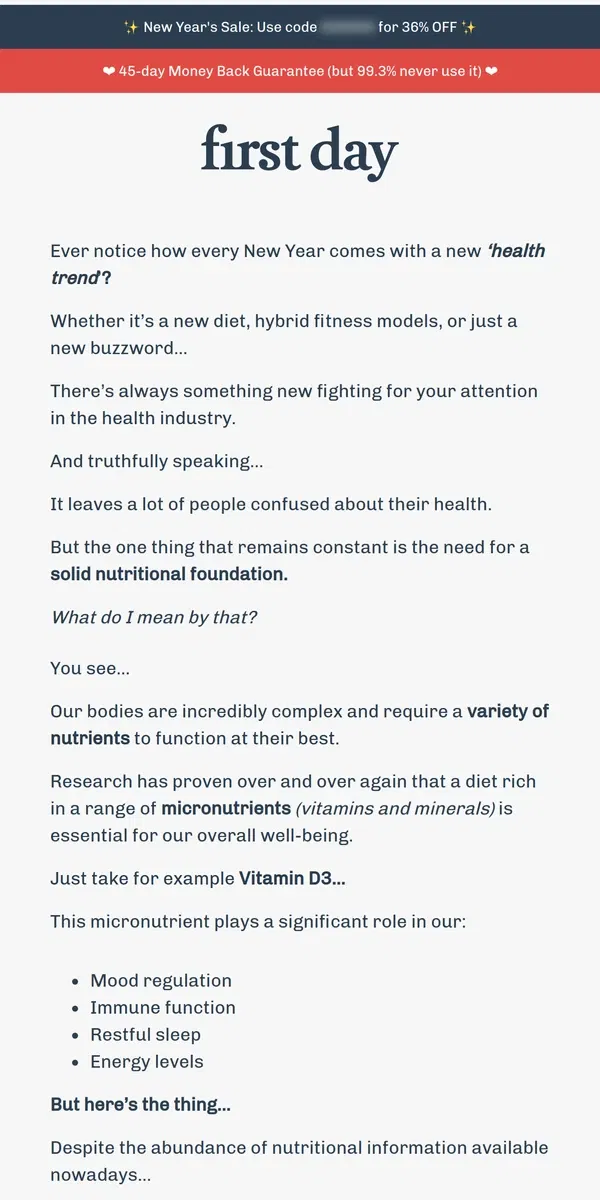 Email from First Day. Leave these ‘health trends’ in 2023…