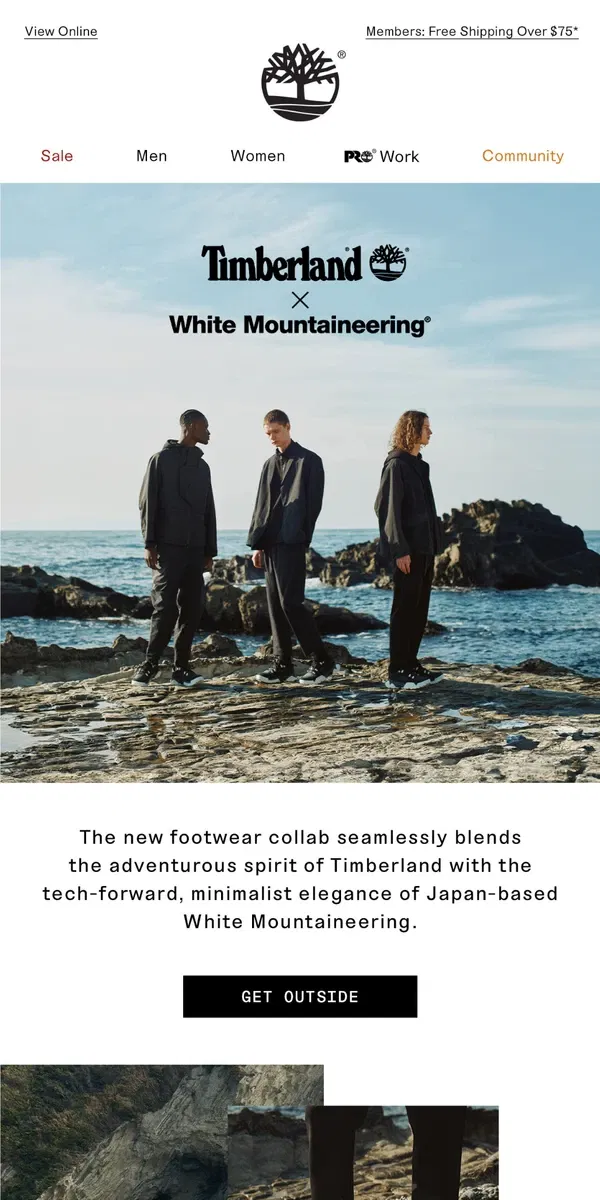 Email from Timberland. JUST DROPPED: Timberland x White Mountaineering.