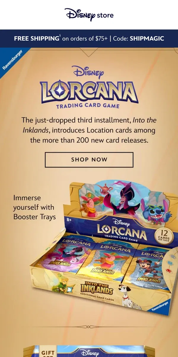 Email from shopDisney. Disney Lorcana: Into the Inklands is here!