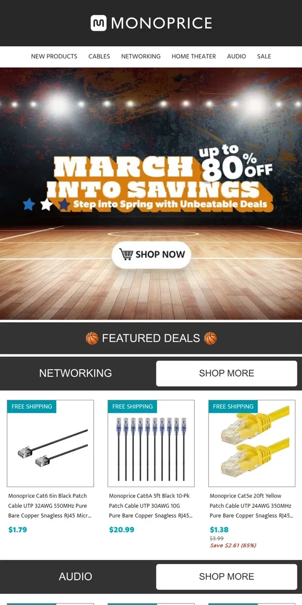 Email from Monoprice. Up to 80% OFF | March into Savings!