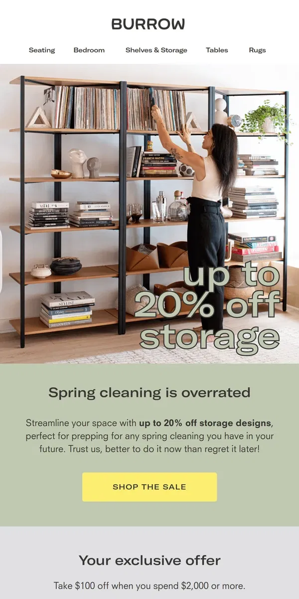 Email from Burrow. Spring cleaning, meet spring savings