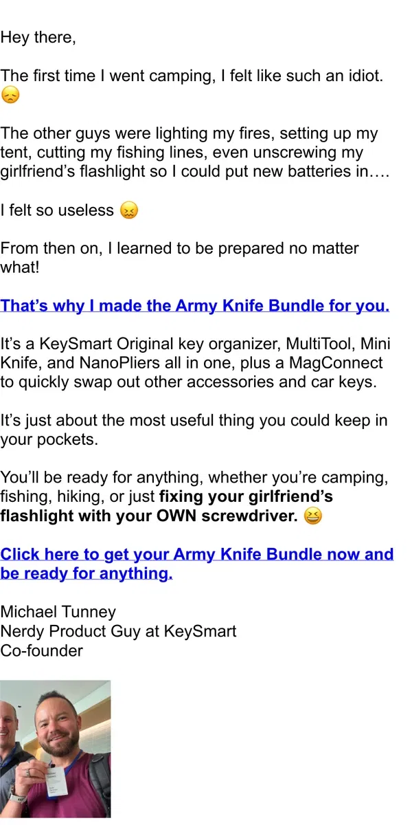 Email from KeySmart. Arm yourself against surprises 💪 🧠