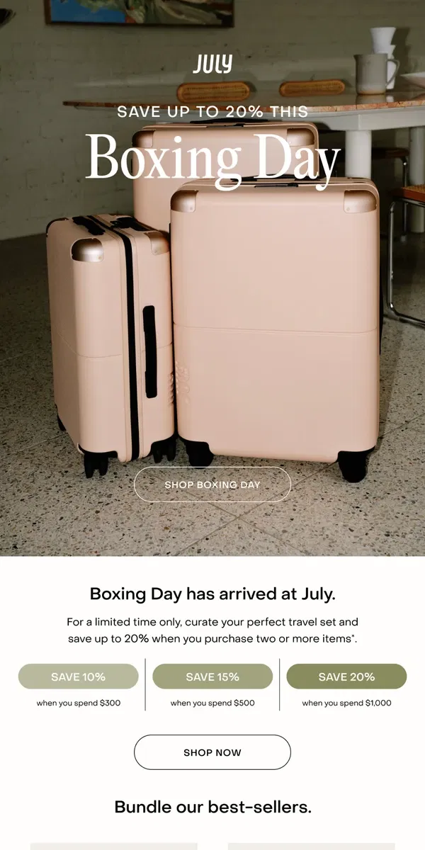 Email from July. Boxing Day has landed.