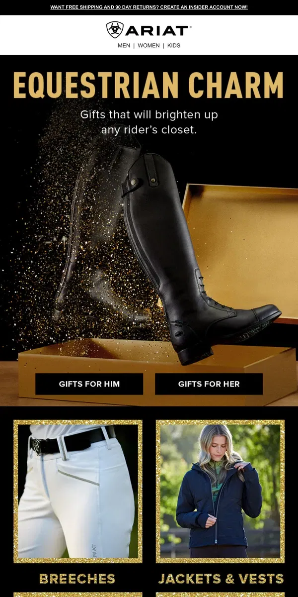 Email from Ariat. Gifts Riders Will Love