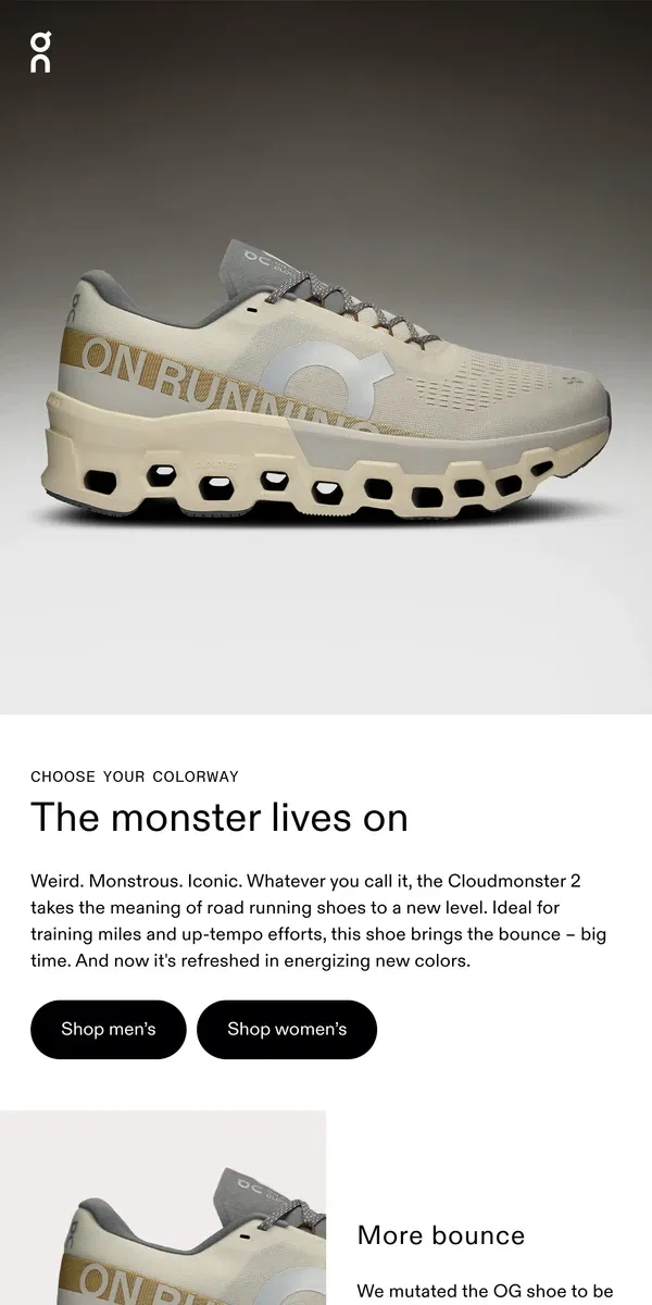 Email from On. ☁️ A closer look: the Cloudmonster 2