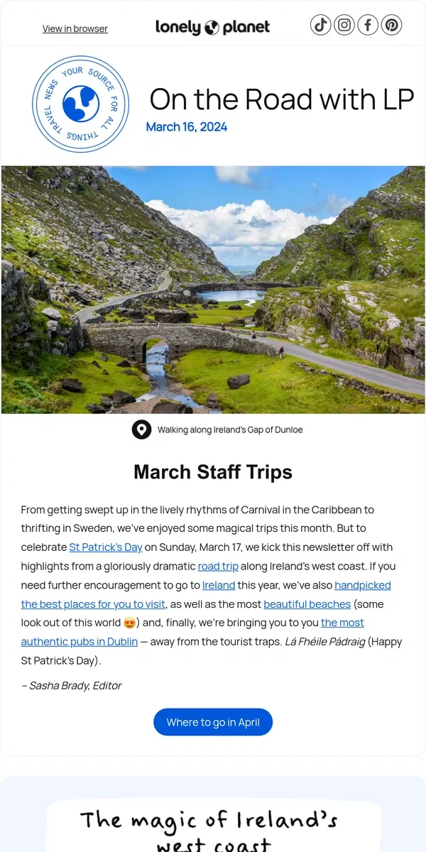 Email from Lonely Planet. 5 of our fave recent trips ✈️