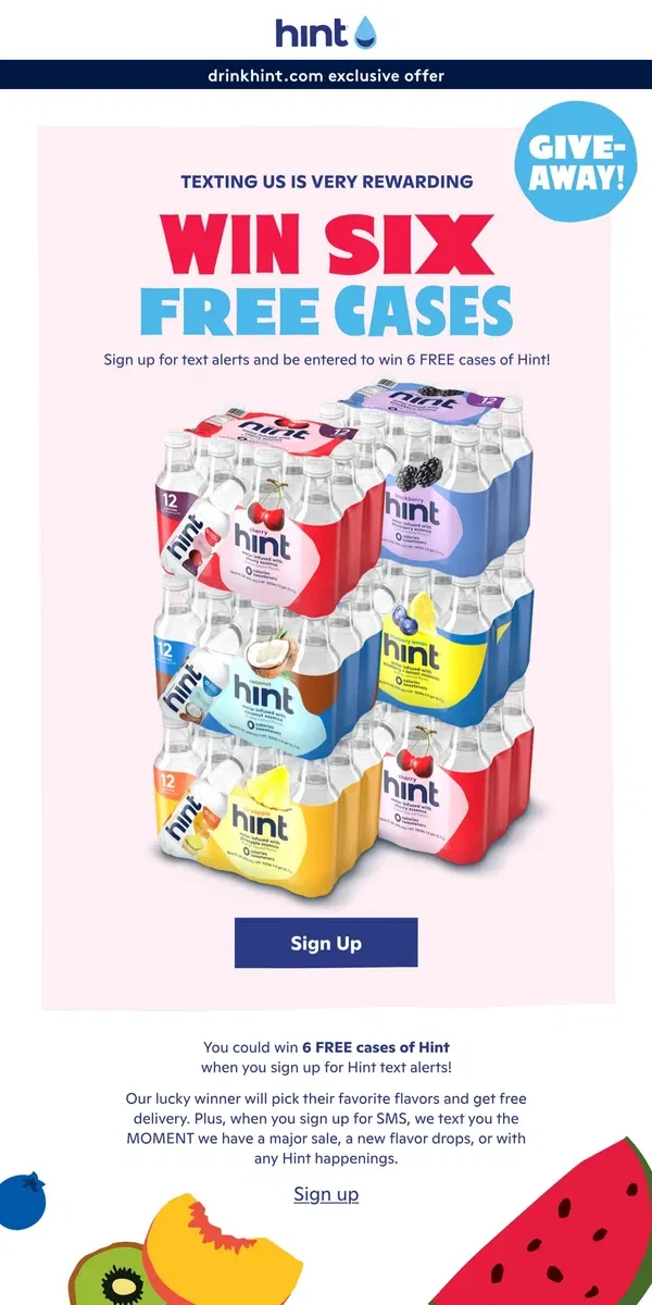 Email from Hint Water. Don't Miss Your Chance to Win!