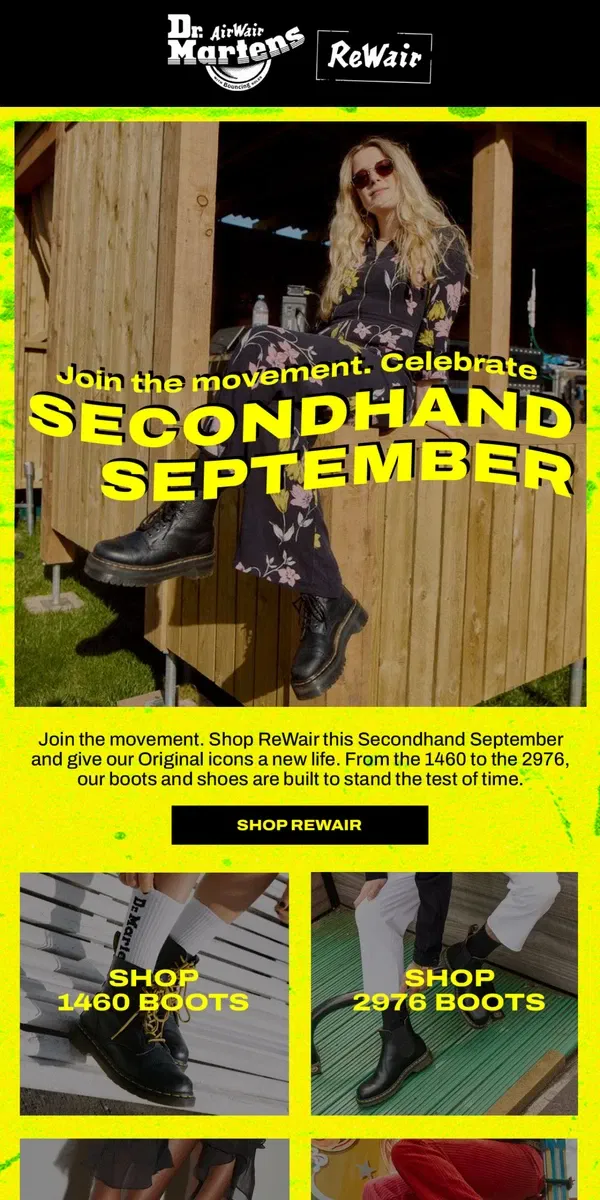 Email from Dr. Martens. Shop ReWair Originals