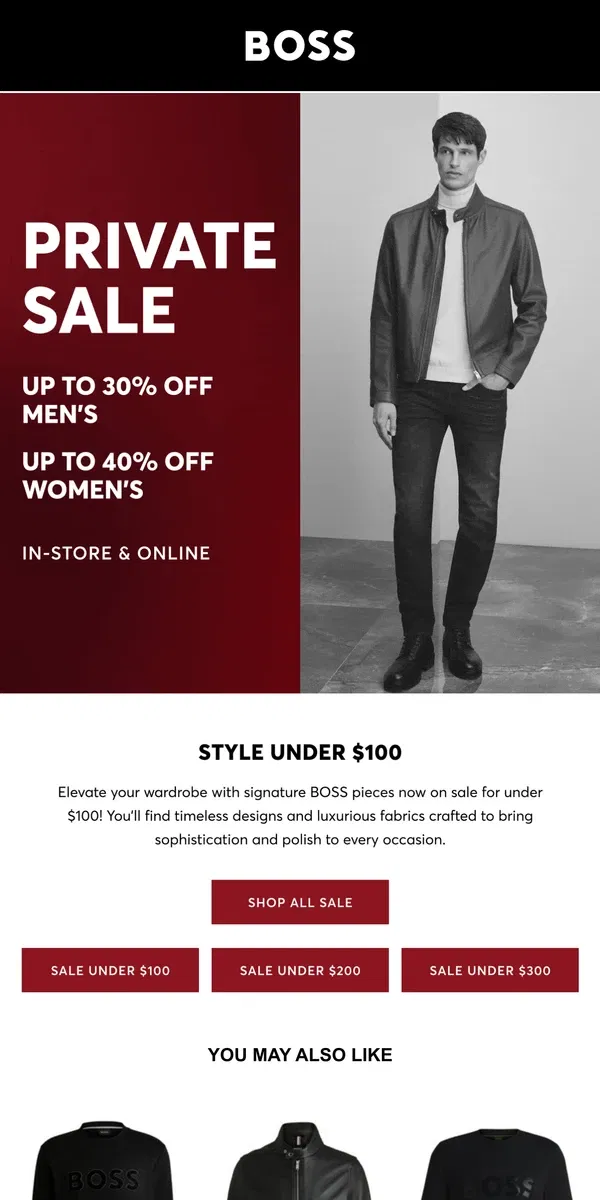 Email from HUGO BOSS. Your Favorites Now Under $100