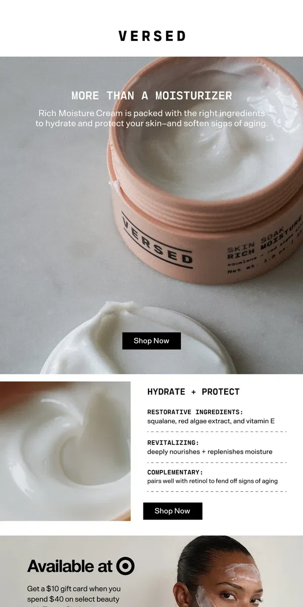 Email from Versed Skin. More Than A Moisturizer