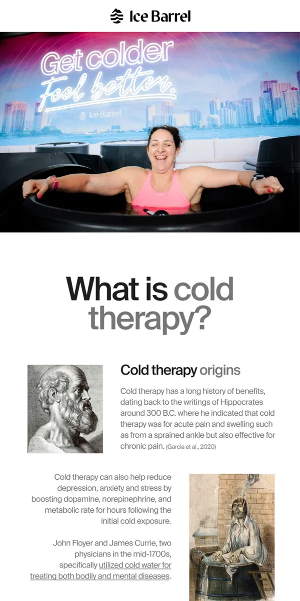 Email from Ice Barrel. What is cold therapy? 🤔