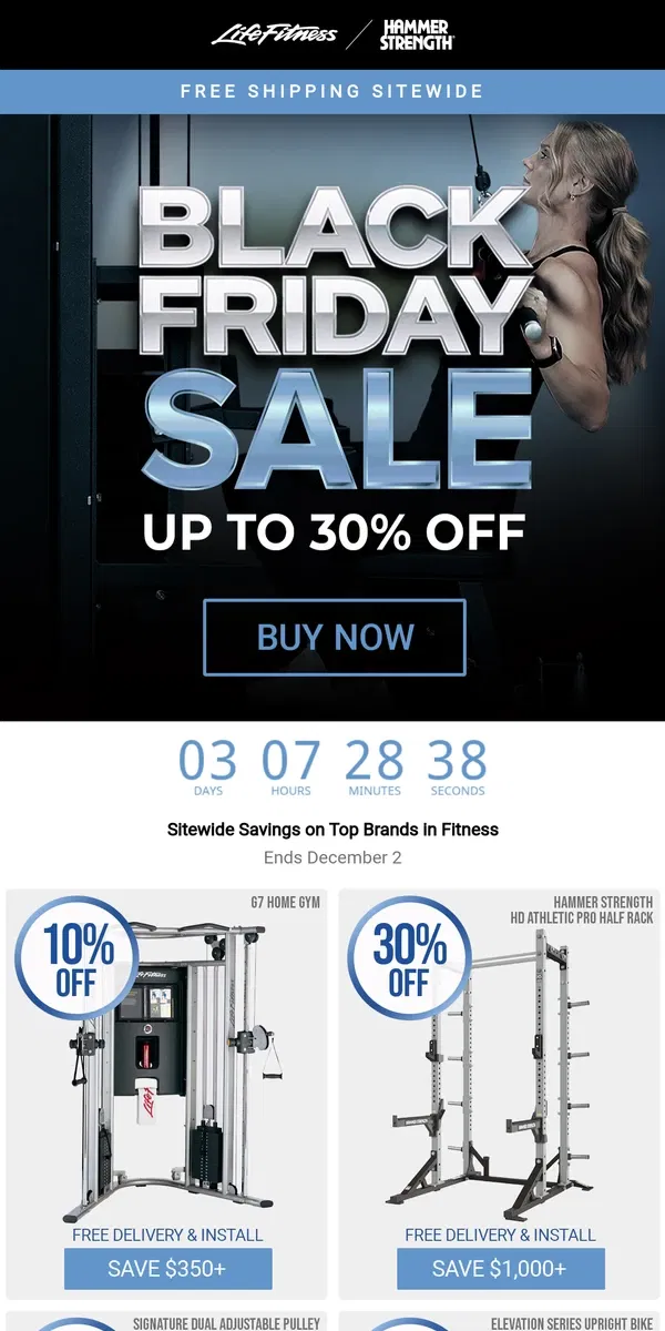 Email from Life Fitness. Black Friday Savings Are Almost Over – Don’t Miss Out!